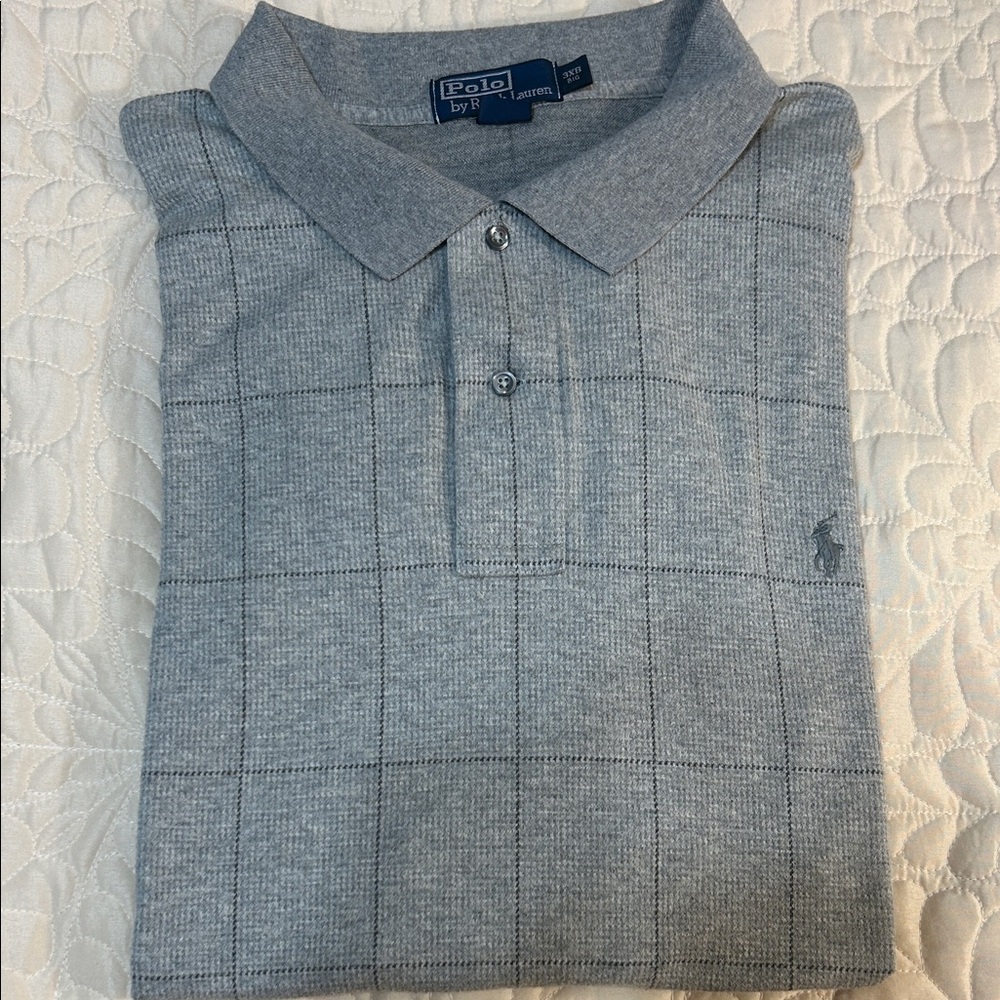 Polo by Ralph Lauren Men's Gray Grid Polo Shirt